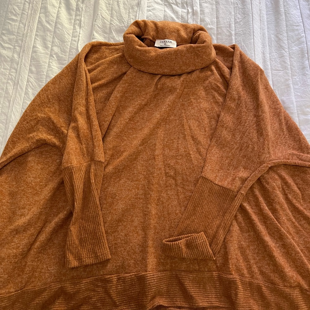 Burnt Orange, Long Sleeve Turtleneck